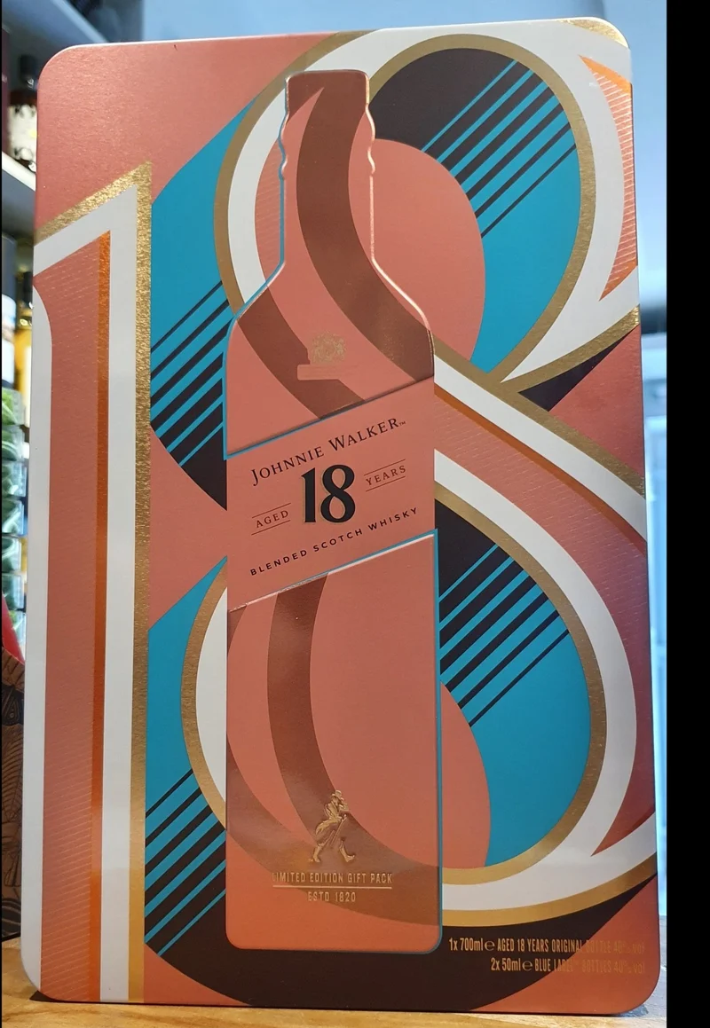 X Johnnie Walker 18 & blue Label Set 1x 0,7l 40% vol. +2x 0,05l 40% Blended Malt Scotch Whisky