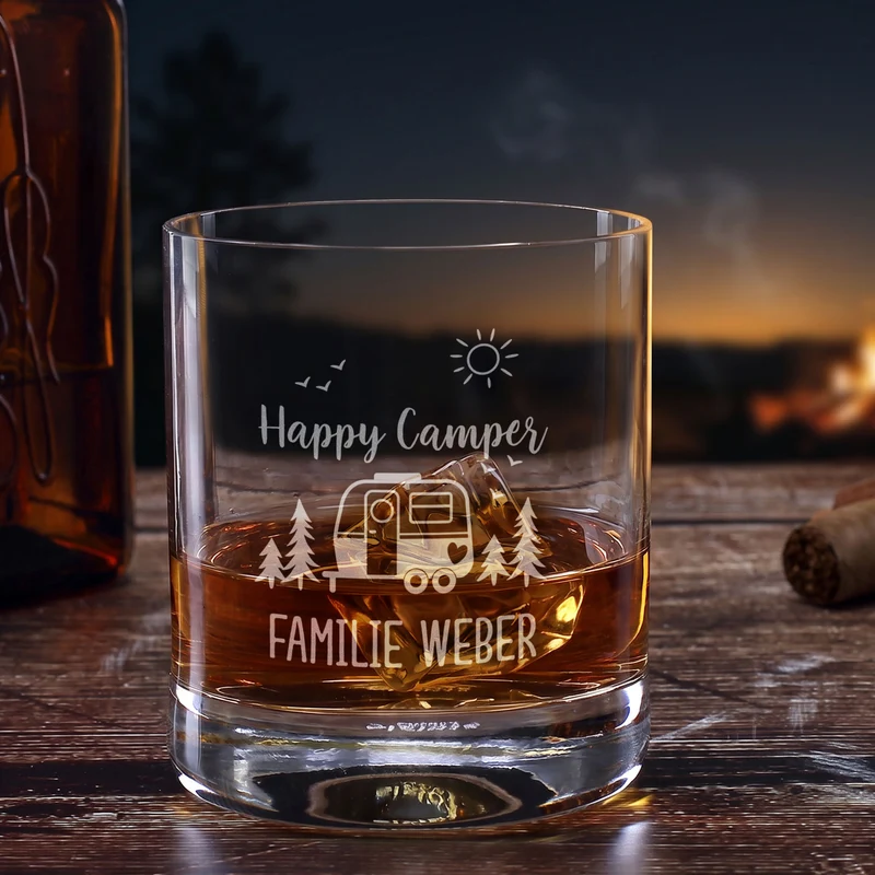 Personalisiertes Whisky Glas für Camper mit Gravur | Camping Whiskeyglas 320 ml