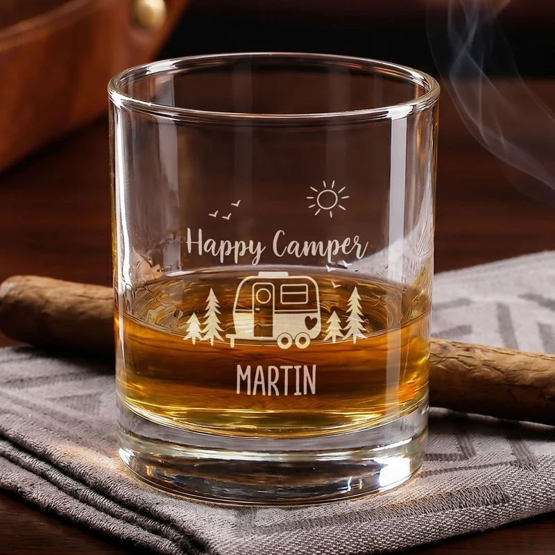 Personalisiertes Whisky Glas für Camper mit Gravur | Camping Whiskeyglas 320 ml