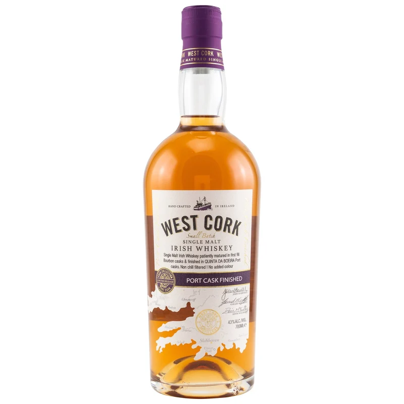 WEST CORK - Single Malt Port Cask Finish - 43% Vol.