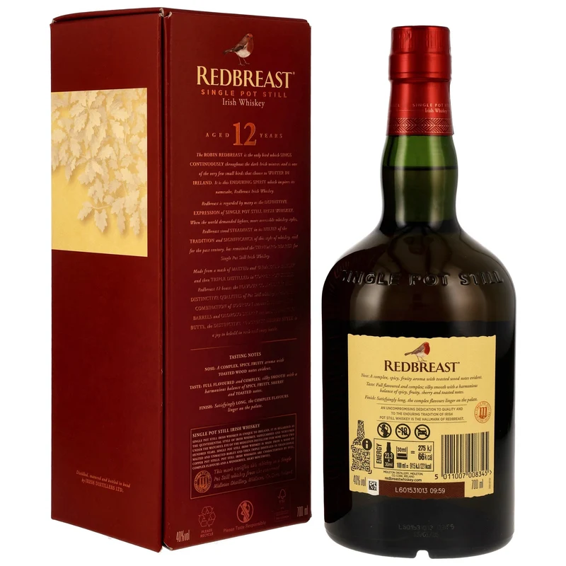 REDBREAST - 12 Jahre Bourbon Barrels & Oloroso Sherry Butts - 40% Vol.