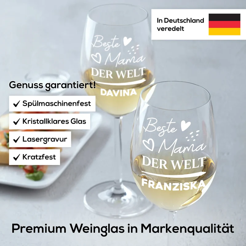 Weinglas 460 ml mit personalisierter Gravur - Beste Mama der Welt