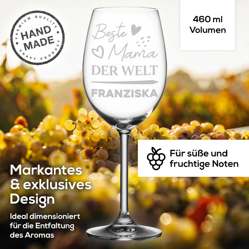 Weinglas 460 ml mit personalisierter Gravur - Beste Mama der Welt