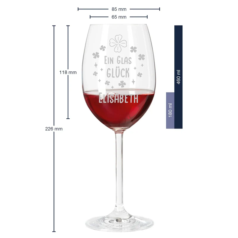 Weinglas 460 ml mit Gravur "Ein Glas Glück"