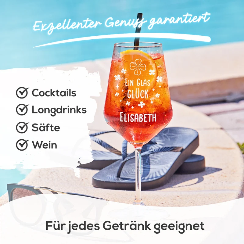 Weinglas 560 ml modern mit Gravur "Ein Glas Glück"