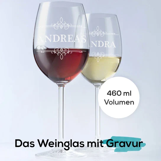 Weinglas 460 ml "Ornament" mit Gravur - ideal für Rotwein