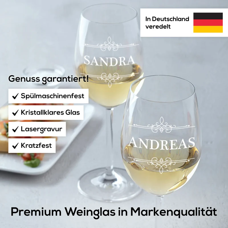 Weinglas 460 ml "Ornament" mit Gravur - ideal für Rotwein