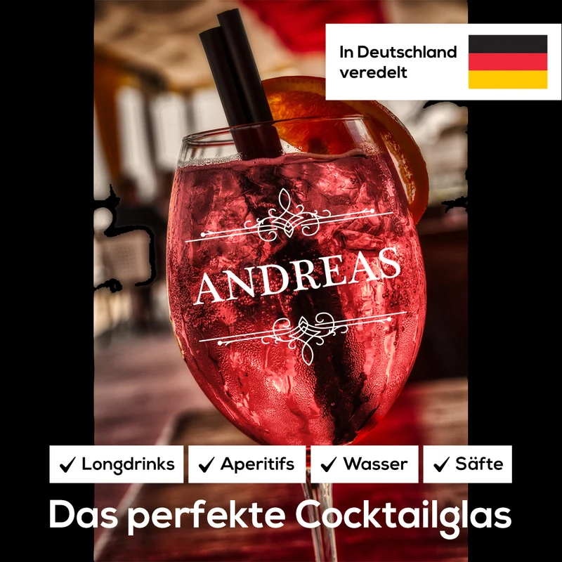 Weinglas 460 ml "Ornament" mit Gravur - ideal für Rotwein