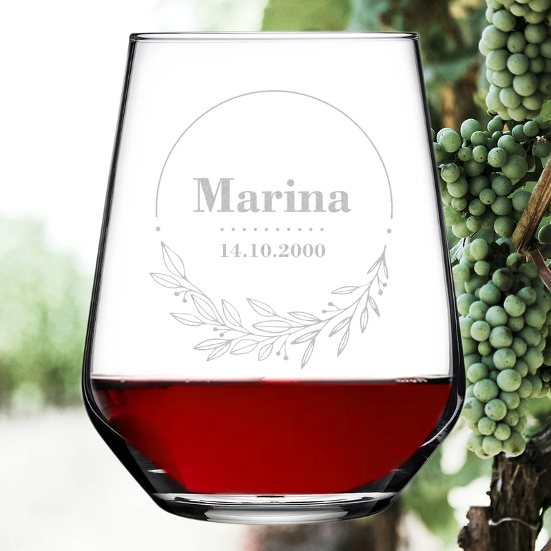 Weinglas 425 ml mit Gravur für Weißwein - Motiv: Blumenkreis