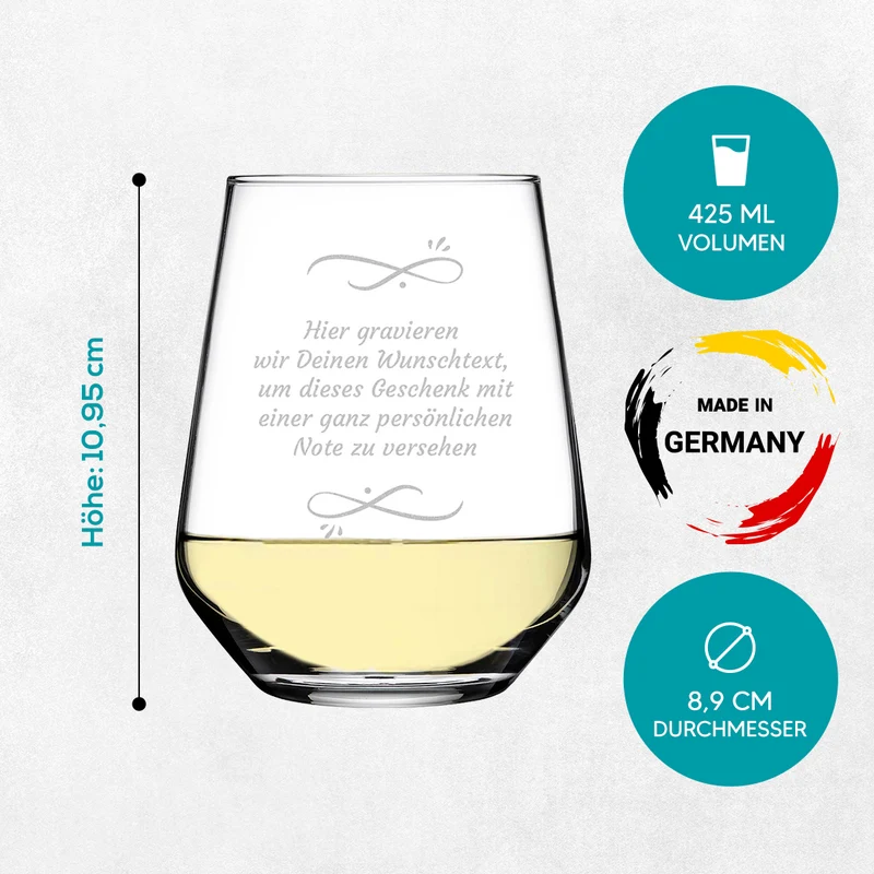 Weinglas modern 425 ml mit Wunschtext Gravur