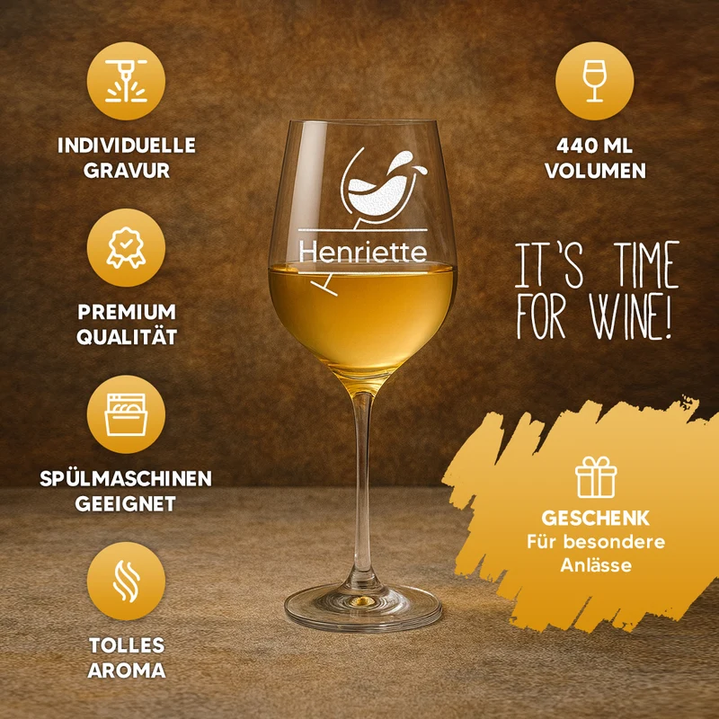 Personalisiertes Weinglas 440 ml "Wein-Motiv" mit Gravur