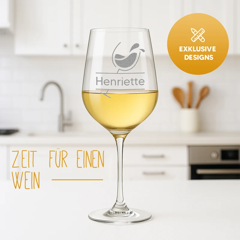 Personalisiertes Weinglas 440 ml "Wein-Motiv" mit Gravur