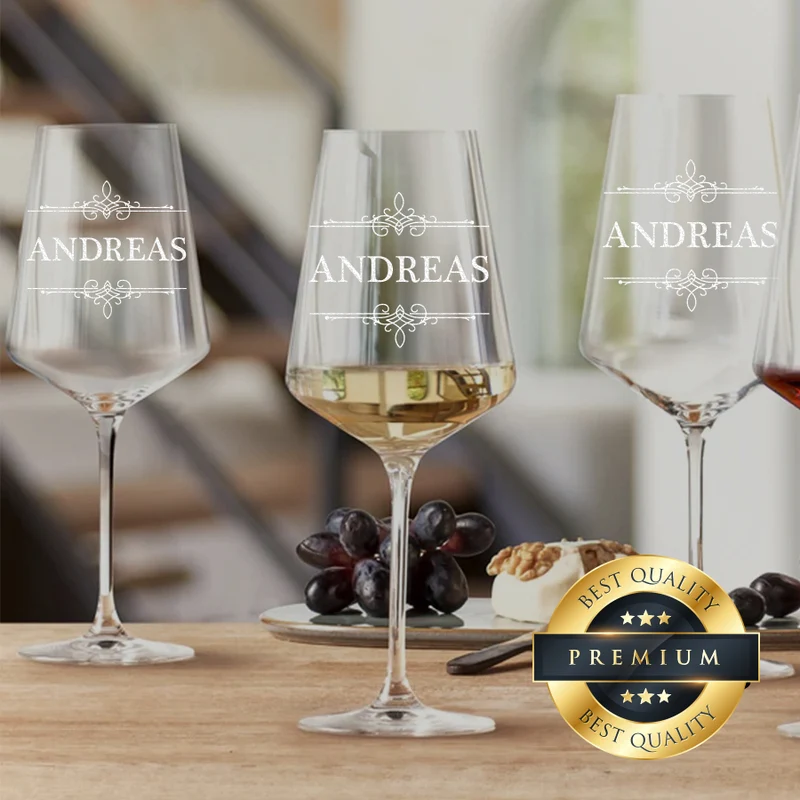 Personalisiertes Weinglas 560 ml mit Gravur - Ornament