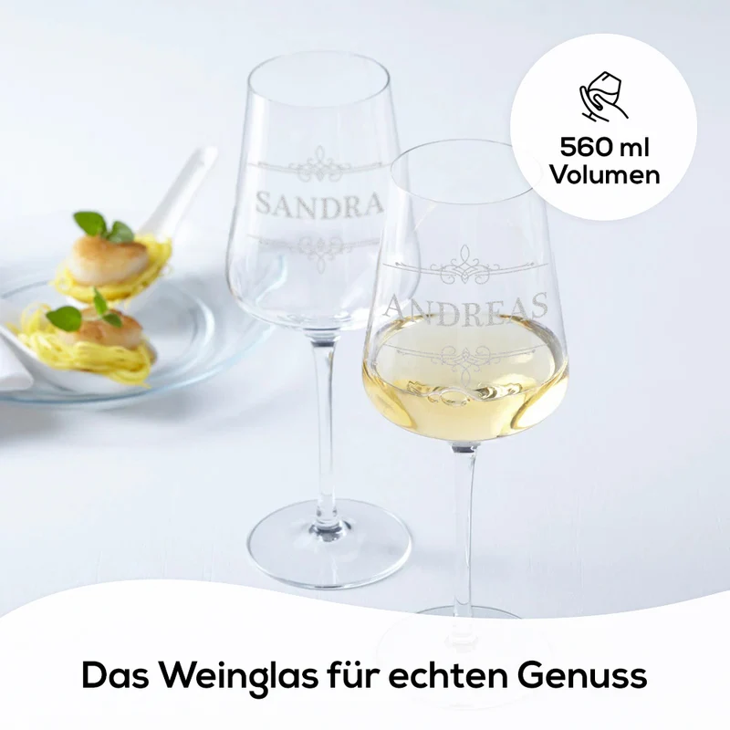 Personalisiertes Weinglas 560 ml mit Gravur - Ornament