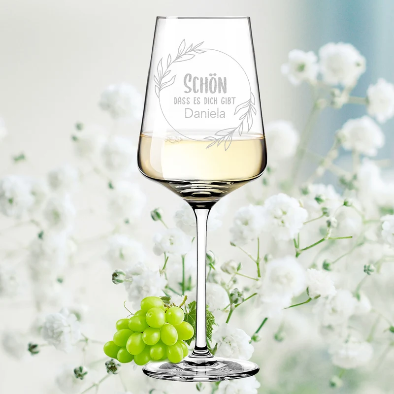 Weinglas 560 ml für Weißwein mit Gravur - Schön das es dich gibt