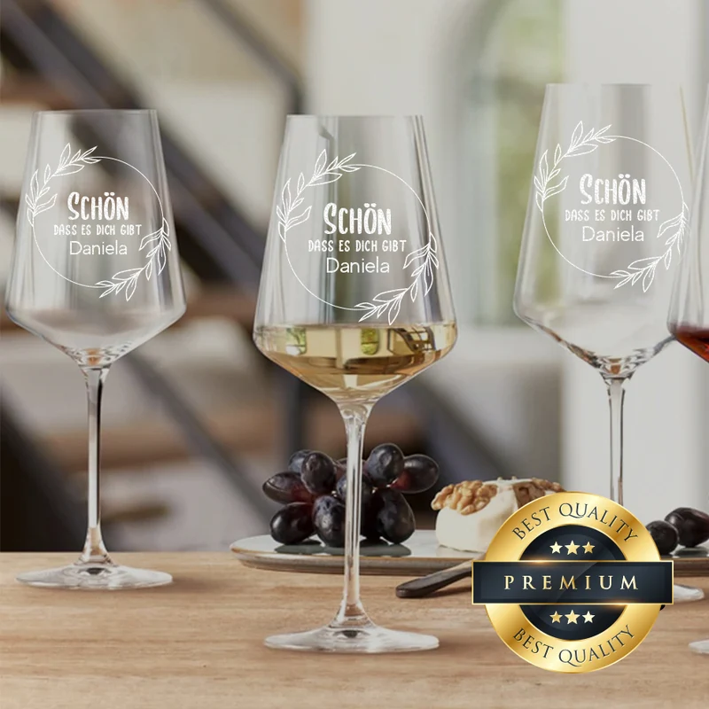 Weinglas 560 ml für Weißwein mit Gravur - Schön das es dich gibt
