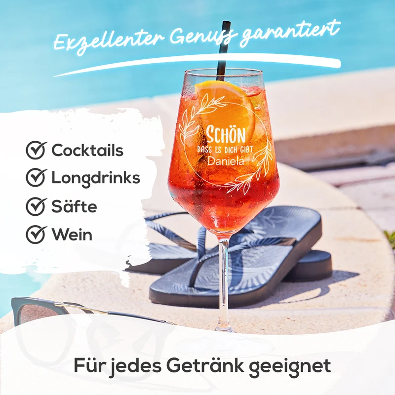 Weinglas 560 ml für Weißwein mit Gravur - Schön das es dich gibt