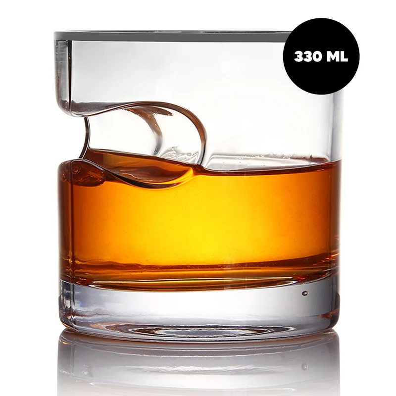 Whiskyglas 330 ml mit Zigarrenhalter für Genießer