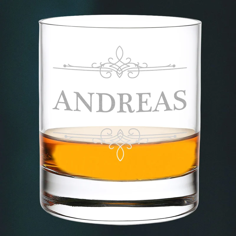 Personalisiertes Whiskyglas 320 ml mit Ornament Motiv - perfekt als Geschenk
