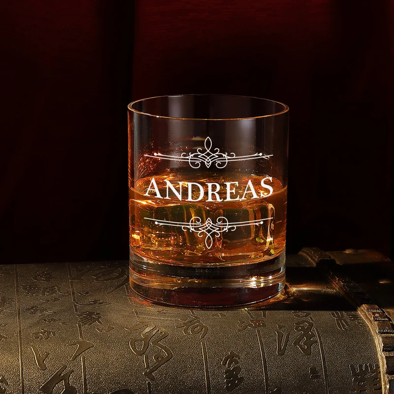 Personalisiertes Whiskyglas 320 ml mit Ornament Motiv - perfekt als Geschenk