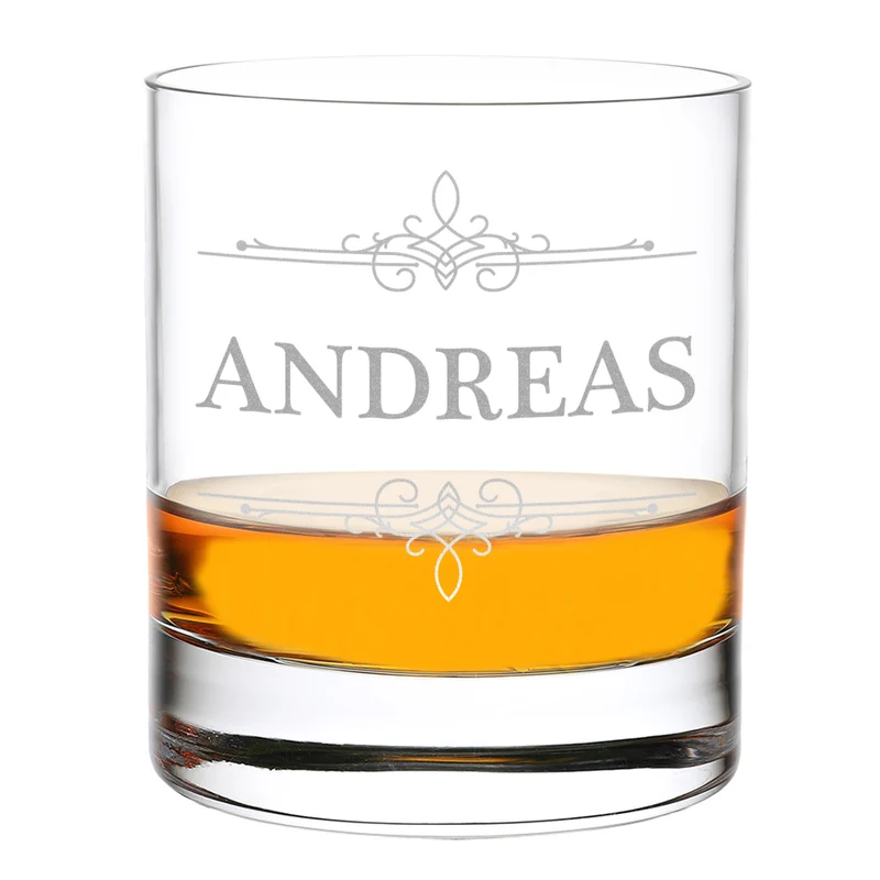 Personalisiertes Whiskyglas 320 ml mit Ornament Motiv - perfekt als Geschenk