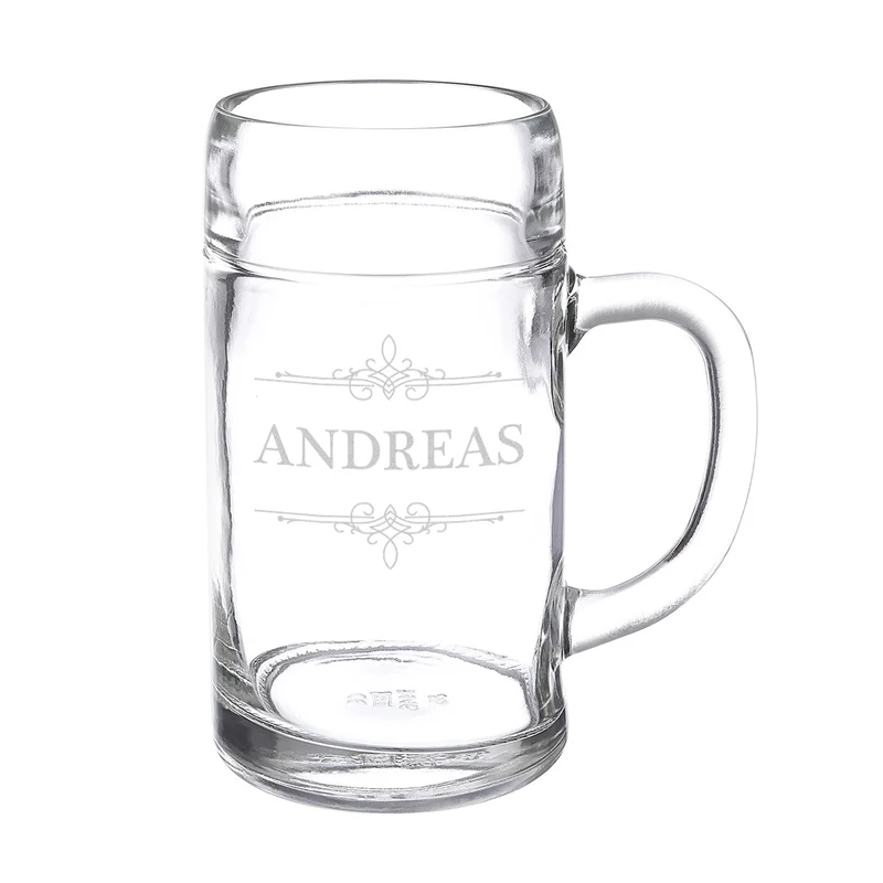 Maßkrug Bierglas 1 Liter "Ornament" mit Gravur - personalisiertes Geschenk