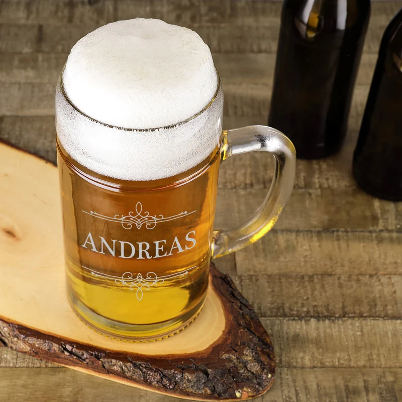 Maßkrug Bierglas 1 Liter "Ornament" mit Gravur - personalisiertes Geschenk