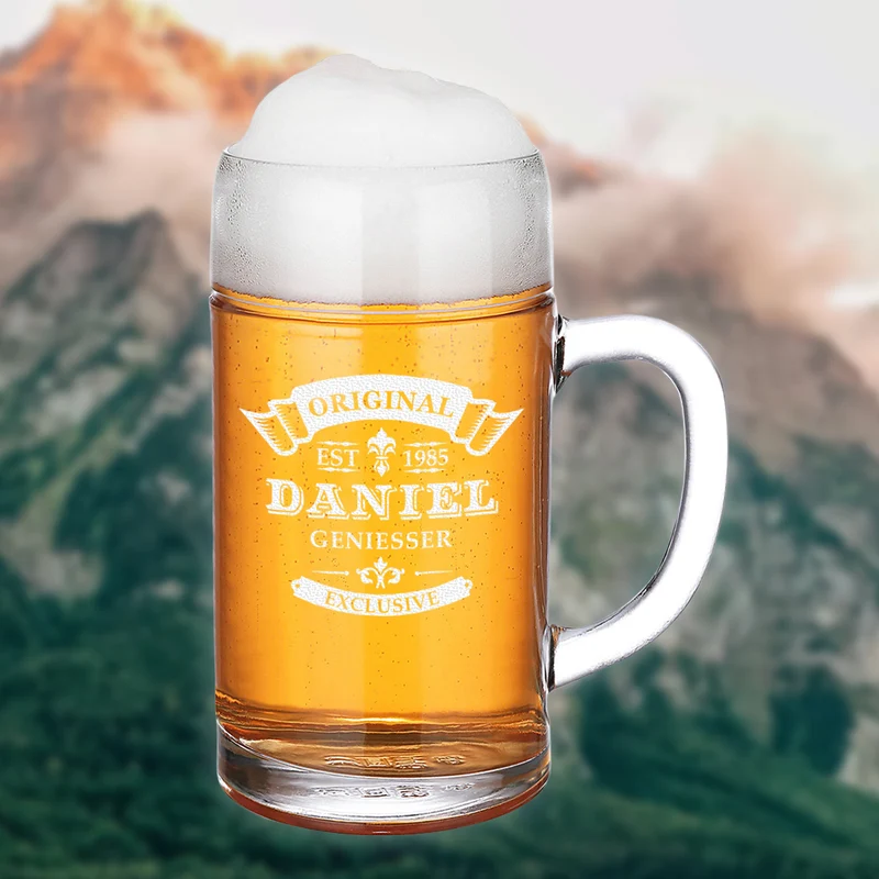 Bier Maßkrug 1 Liter mit Gravur "Original Exklusive"