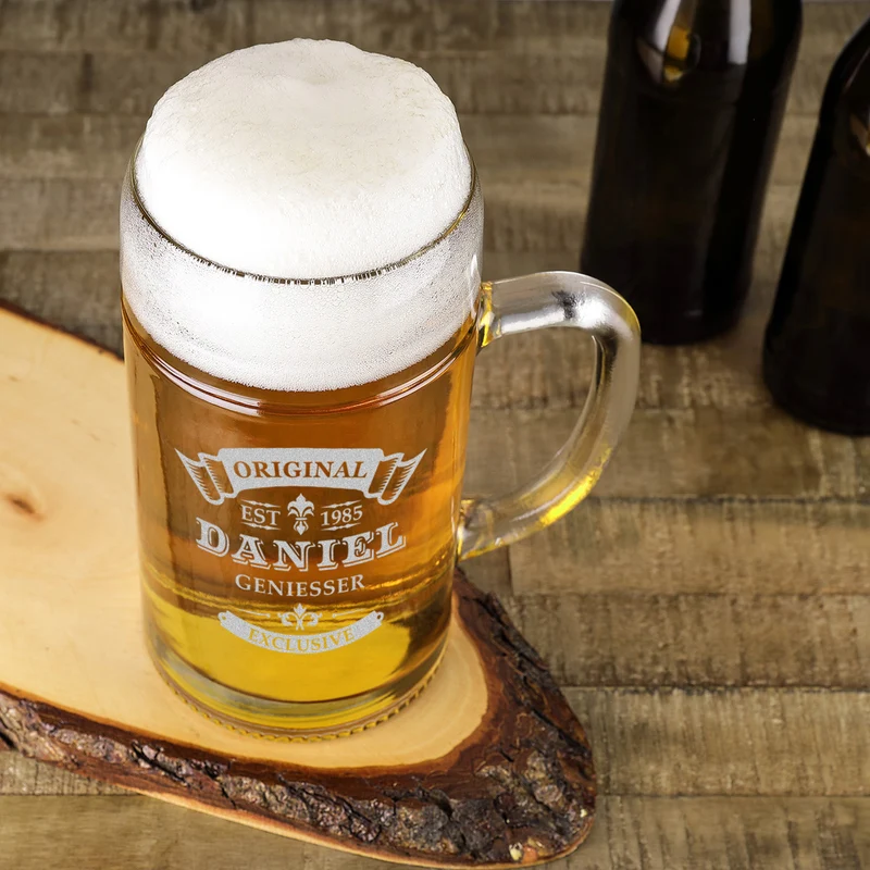Bier Maßkrug 1 Liter mit Gravur "Original Exklusive"