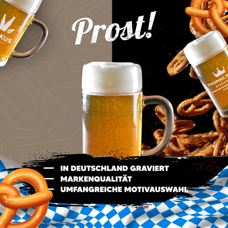 Bier Maßkrug 1 Liter mit Gravur "Original Exklusive"