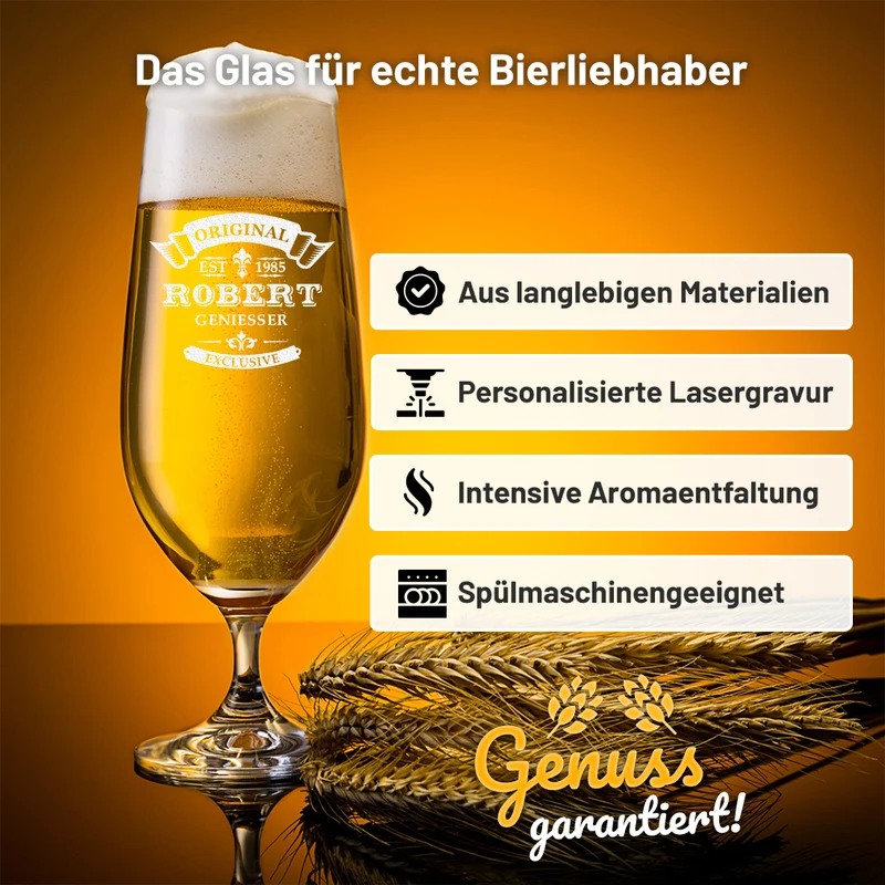 Bierglas Pilstulpe 0,3 Liter mit Wunschgravur - ideal als Geschenk