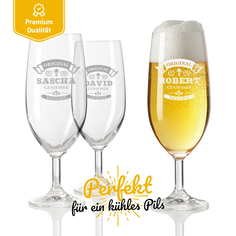 Bierglas Pilstulpe 0,3 Liter mit Wunschgravur - ideal als Geschenk