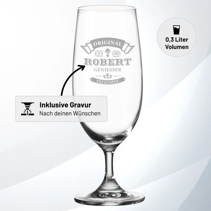 Bierglas Pilstulpe 0,3 Liter mit Wunschgravur - ideal als Geschenk