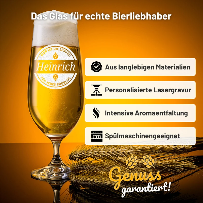 Personalisierte Pilstulpe 0,3 Liter mit Gravur als Geschenk
