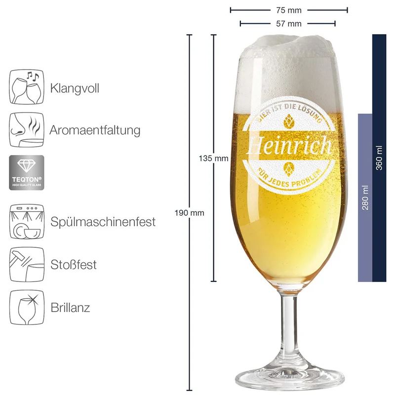 Personalisierte Pilstulpe 0,3 Liter mit Gravur als Geschenk