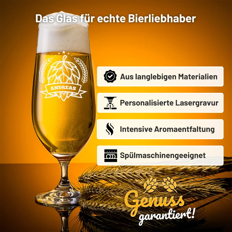 Pilstulpe 0,3 Liter mit individueller Gravur für Männer