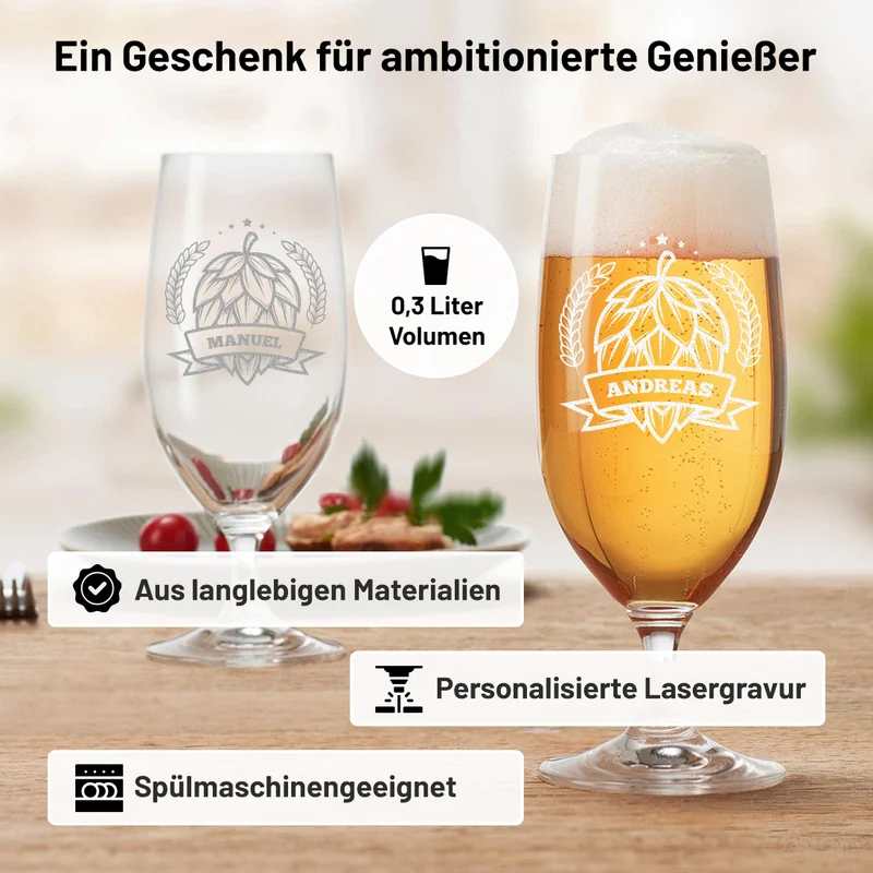 Pilstulpe 0,3 Liter mit individueller Gravur für Männer