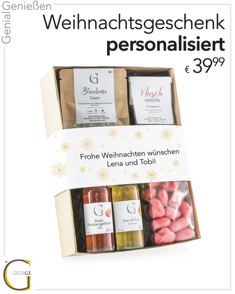 Personalisierbares Weihnachtsgeschenk klein - mit Alkohol