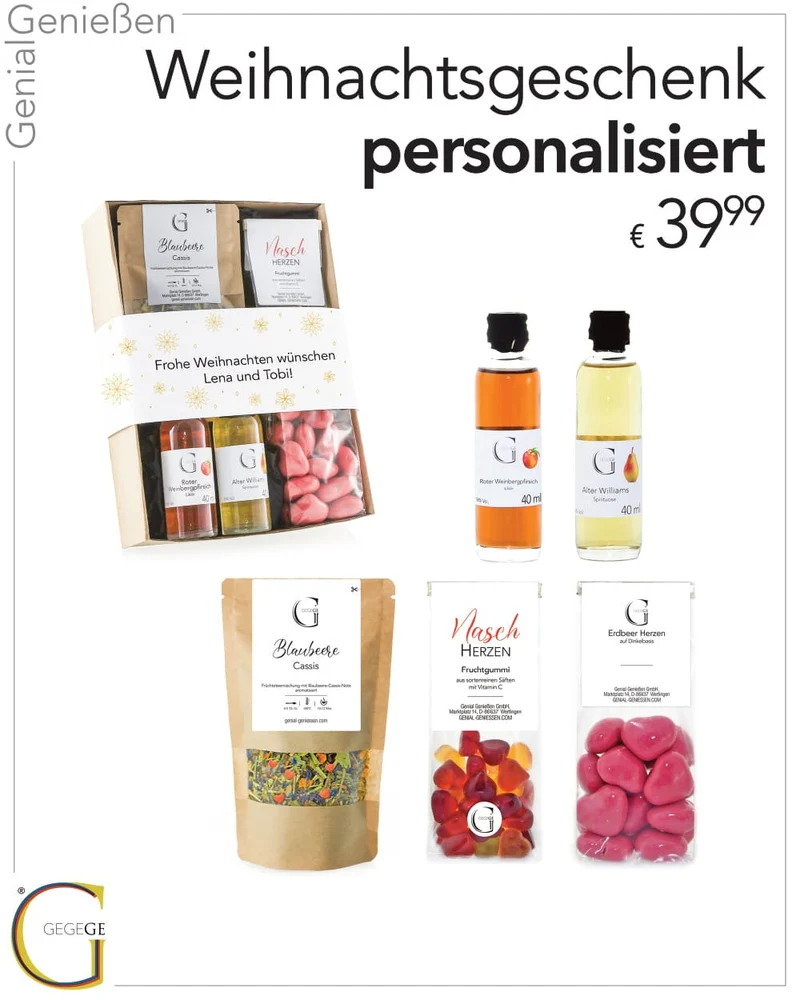 Personalisierbares Weihnachtsgeschenk klein - mit Alkohol