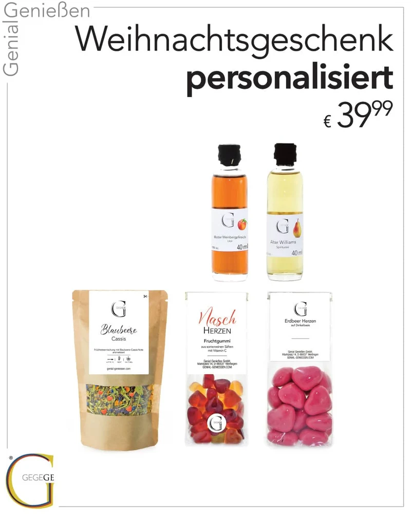 Personalisierbares Weihnachtsgeschenk klein - mit Alkohol