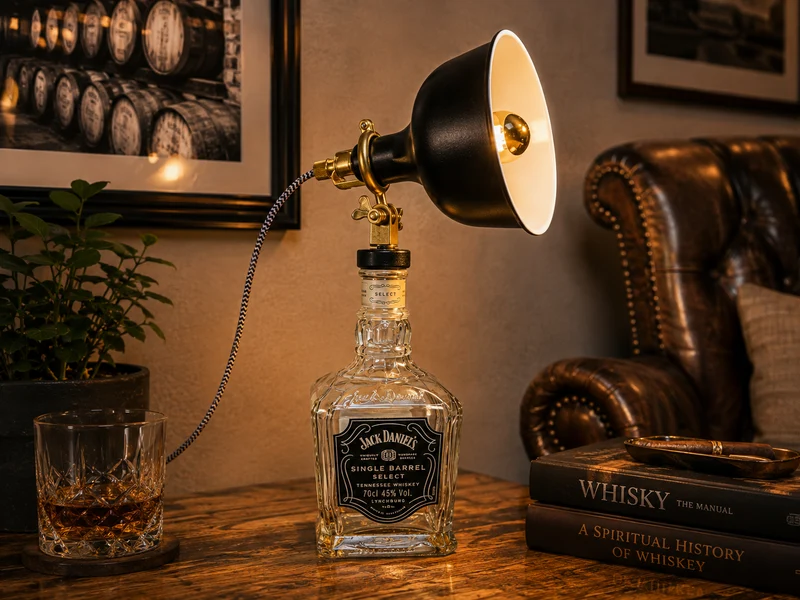 Whisky-Öllampe ”Jack Daniels” | Handgemachte Öllampe aus Jack Daniels Single Barrel Flasche | Upcycling Deko | Individuelles Geschenk
