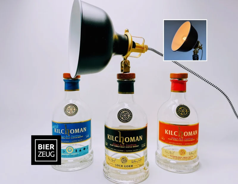 Whisky Tischlampe aus echter Whiskyflasche – Handgemachte Upcycling Design Lampe mit warmem Licht – Geschenkidee für Whisky Liebhaber