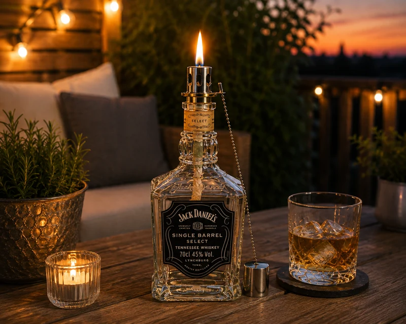 Whisky Tischlampe aus echter Whiskyflasche – Handgemachte Upcycling Design Lampe mit warmem Licht – Geschenkidee für Whisky Liebhaber