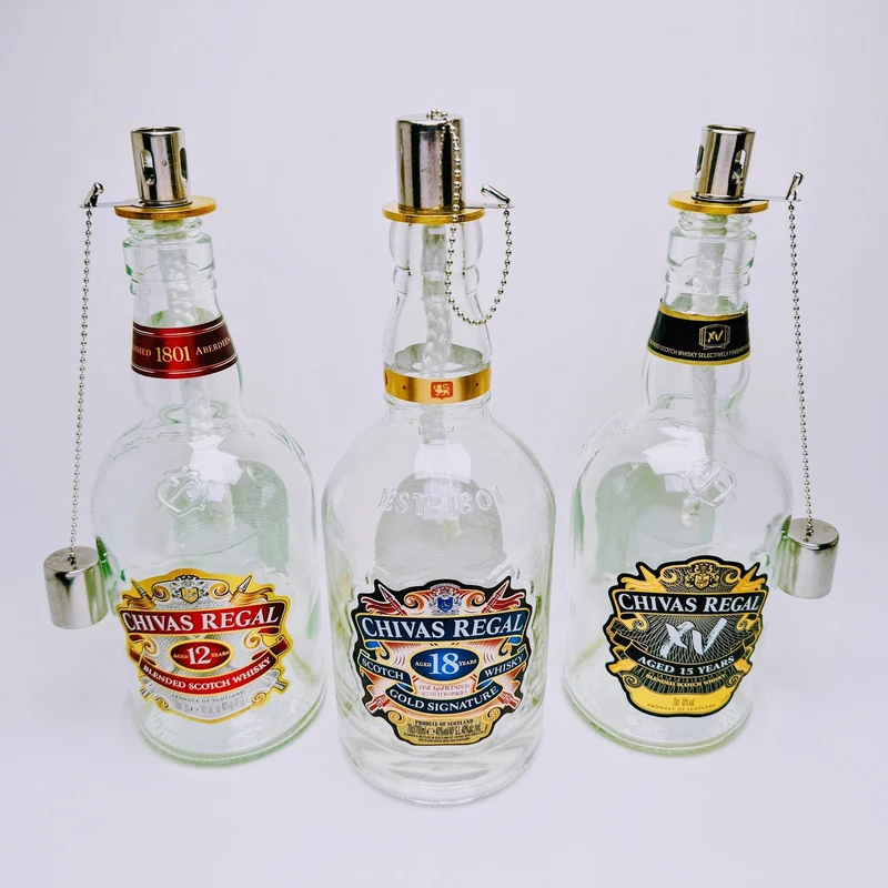 Whisky Öllampe aus echter Whiskyflasche – Handgemachte Upcycling Design Öllampe mit warmem Flammenlicht – Geschenkidee für Whisky Liebhaber