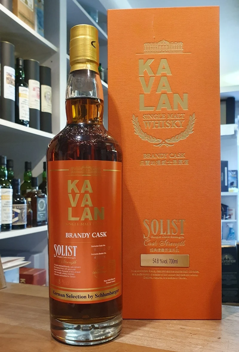 Kavalan Solist Brandy Cask Brandy Cask 2017 German Selection by Schlumberger 0.7l Fl 54,8 %vol. Taiwan Whisky #421035a eckig