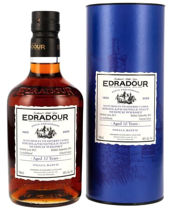 X Edradour 2015 2025 200th 10 y PX sherry Cask 0,7l Fl 46 %vol. # Highland single malt scotch whisky