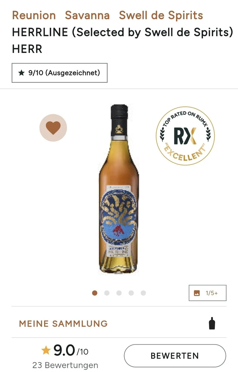 X Savanna Herrline TH1 Swell de Spirit Reunion Rhum 59,5 % 2 vol. 0,5l rum Brut de Fut No. 215 selected by Mika HERR 2009 TRAD 2014