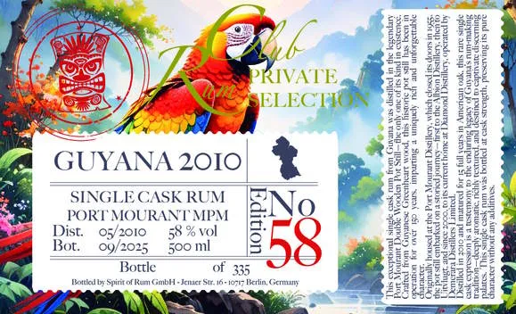 Rumclub Ed. 58 Port Mourant 2010 2025 15 y Guyana MPM 0,5l 58 % vol. rum