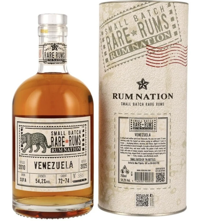 X Rum Nation Venezuela (SOFA) 2010 2025 15 y 54,2 % vol. 0,7l single Cask strength Rum Fassabfüllung Sonderedition limitiert auf ein Fass rhum