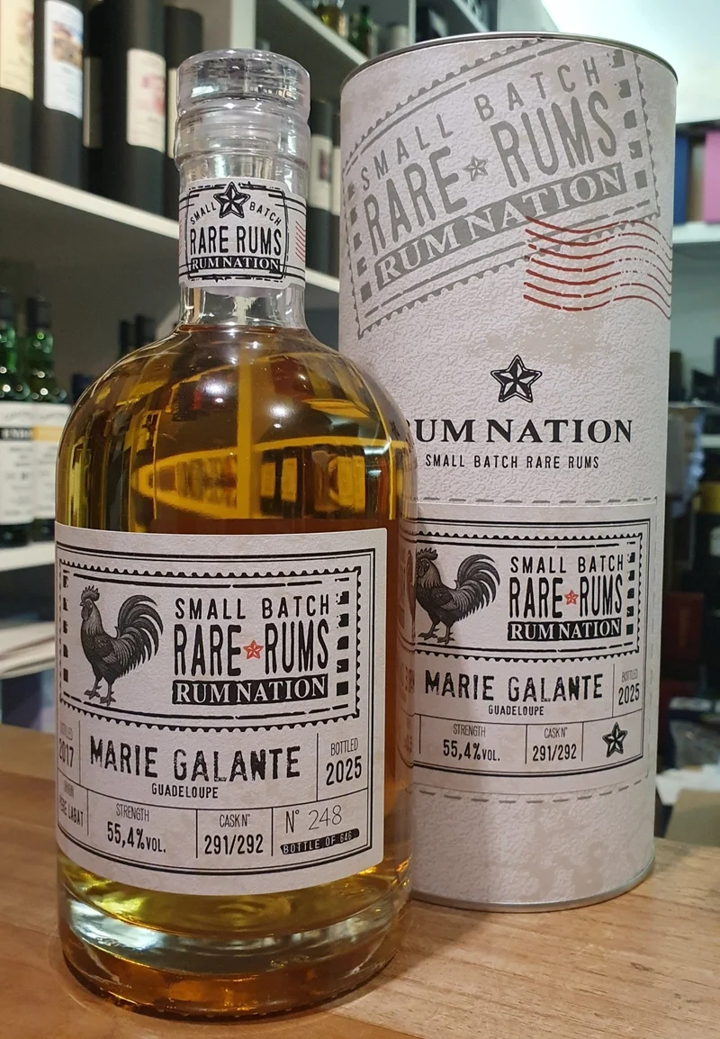 Rum Nation Marie Galante Guadeloupe 2017 2025 7 y 55,4 % vol. 0,7l single Cask strength Rum Fassabfüllung Sonderedition limitiert auf ein Fass rhum